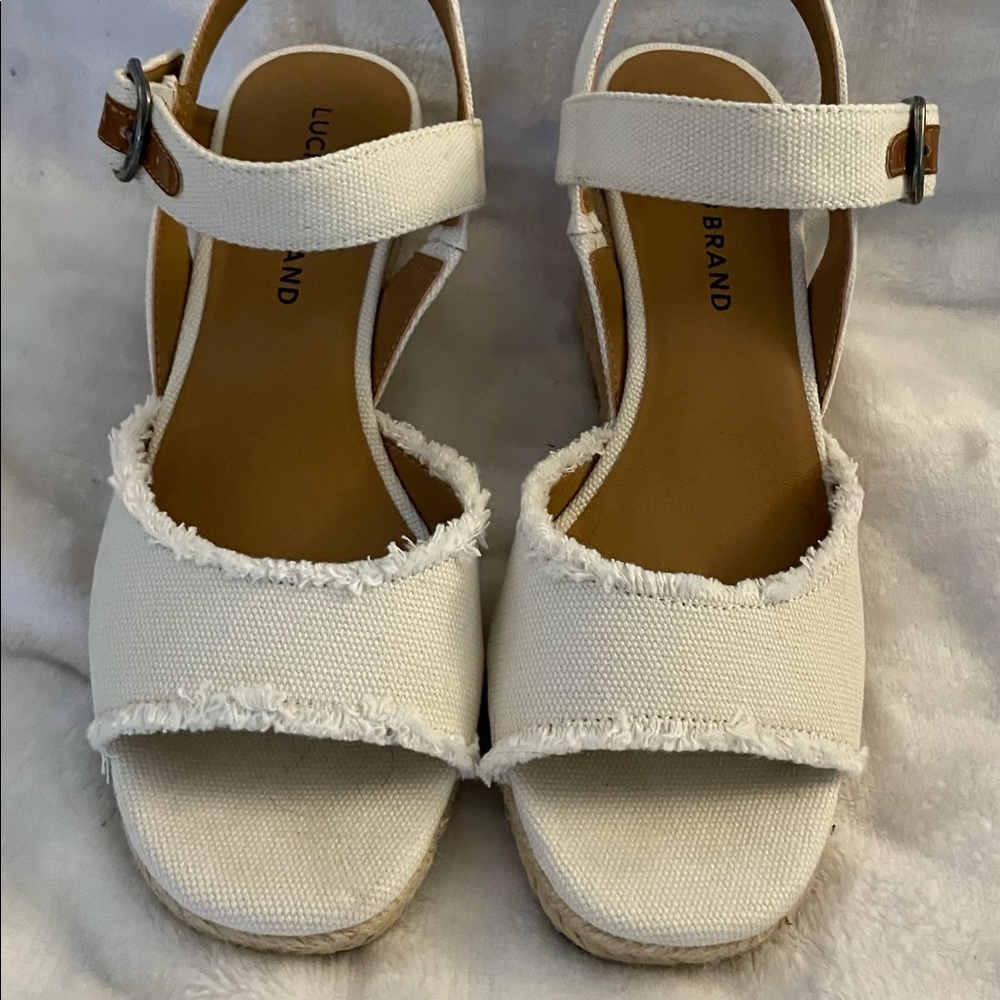 White Canvas Wedges
